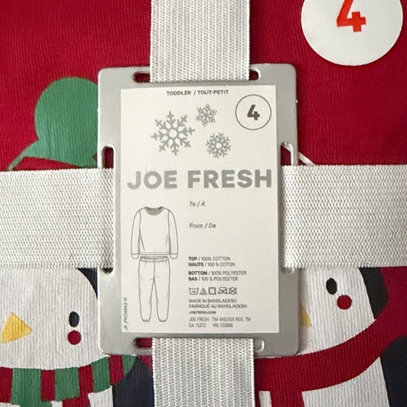 ❤️ BNWT Boys Unisex Joe Fresh Christmas Pyjama Set 100% Cotton Top w Gift Tag - Picture 2 of 7